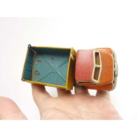 Vintage LINE MAR Stamford Builders Litho Hauling Dumping Truck Metal Tin Toy - Picture 7 of 7